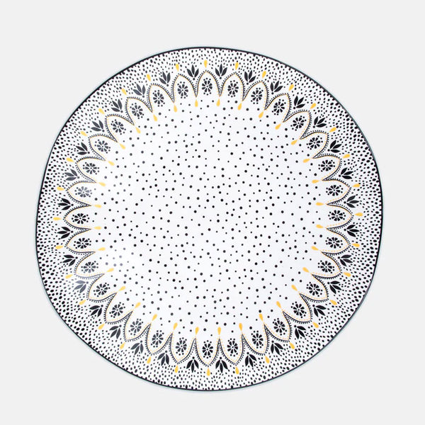 SARA MILLER Artisanne Noir Mandala Yuvarlak Servis Kasesi - Büyük Boy