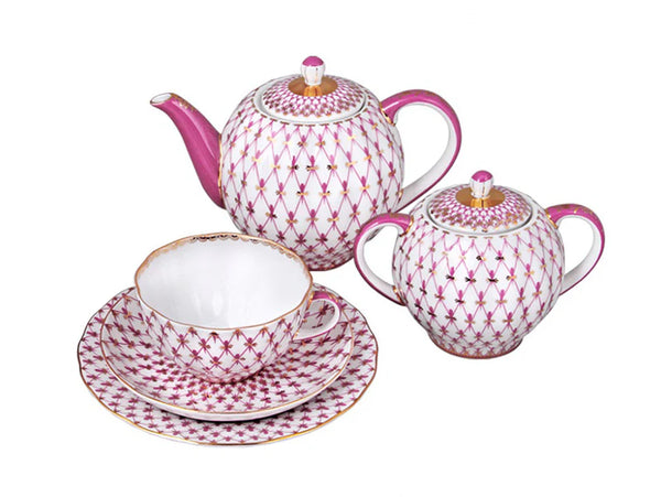 IMPERIAL PORCELAIN - Lale Kırmızı Ağ Çay Takımı 6/20