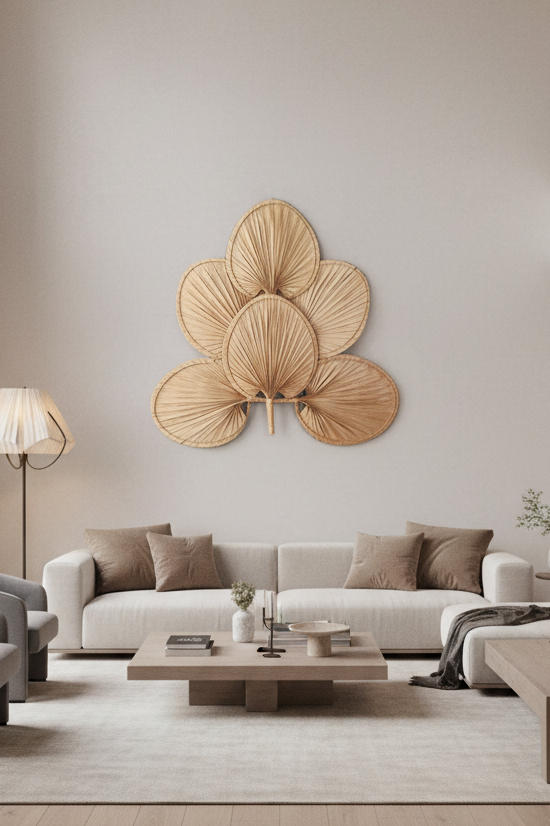 Altılı Tasarım Doğal Palmiye Yaprağı 75x75 cm