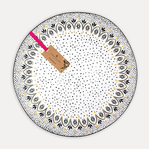 SARA MILLER Artisanne Noir Mandala Yuvarlak Servis Kasesi - Büyük Boy