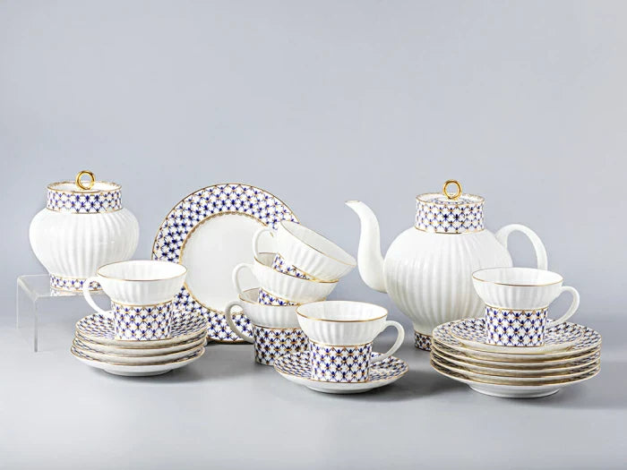 IMPERIAL PORCELAIN - Çay Takımı Dalga Cobalt Net 6/20