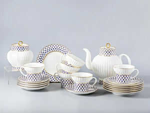 IMPERIAL PORCELAIN - Çay Takımı Dalga Cobalt Net 6/20