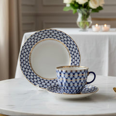 IMPERIAL PORCELAIN - Tulip Cobalt Net Kahve Seti (3 Parça)