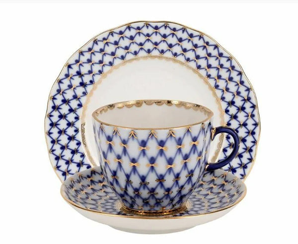 IMPERIAL PORCELAIN - Tulip Cobalt Net Kahve Seti (3 Parça)