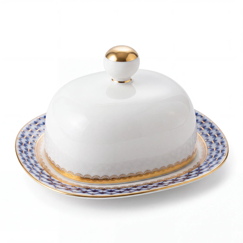 IMPERIAL PORCELAIN - Kapaklı Tereyağlık Dikdörtgen Cobalt Net
