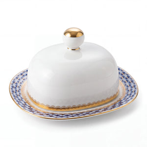 IMPERIAL PORCELAIN - Kapaklı Tereyağlık Dikdörtgen Cobalt Net