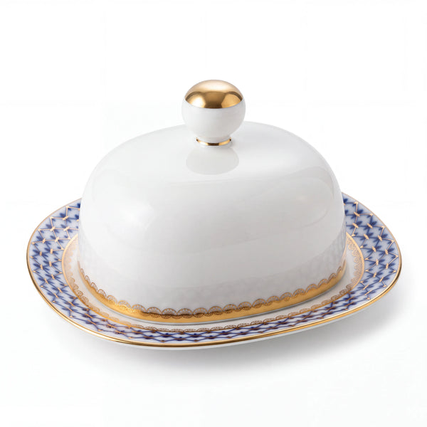 IMPERIAL PORCELAIN - Kapaklı Tereyağlık Dikdörtgen Cobalt Net