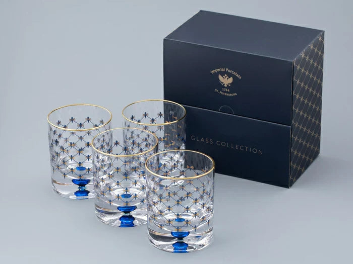 IMPERIAL PORCELAIN 4'lü Viski Bardağı Seti Cobalt Net