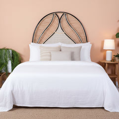 Siyah Elisa Doğal Rattan & Hazeran Yatak Başlığı 160x175 cm