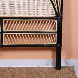 Siyah Elisa Doğal Rattan & Hazeran Yatak Başlığı 160x175 cm