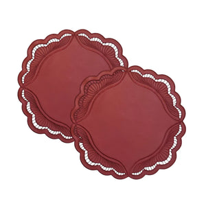 PONET MAISON  - Plum Mürdüm 2'li Supla Model Nakışlı Deri Amerikan Servis