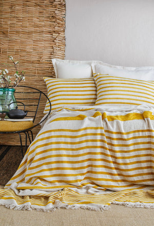 BRULEE Çift Kişilik Keten Yatak Örtüsü Seti