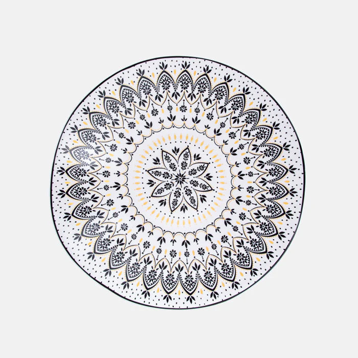 SARA MILLER Artisanne Noir Mandala Yuvarlak Servis Kasesi - Orta Boy