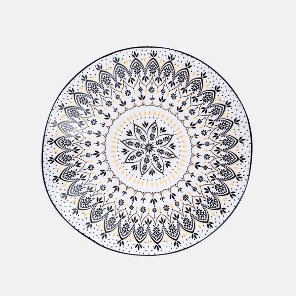 SARA MILLER Artisanne Noir Mandala Yuvarlak Servis Kasesi - Orta Boy