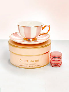 Cristina Re Blush Ivory Stripe Çay Fincanı