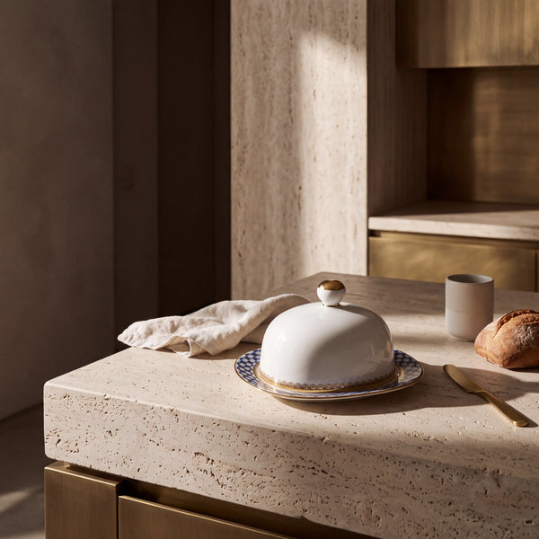 IMPERIAL PORCELAIN - Kapaklı Tereyağlık Dikdörtgen Cobalt Net