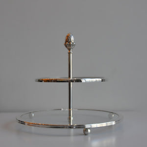 Gümüş İki Katlı Camlı Sunumluk