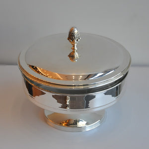 Gümüş Kestane Kapaklı Ayaklı Camlı Sunumluk Büyük Boy