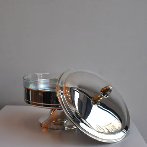 Gümüş Kestane Kapaklı Ayaklı Camlı Sunumluk Büyük Boy