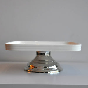 Gümüş Ayaklı Kare Porselen Sunum Tabağı