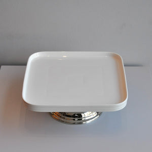 Gümüş Ayaklı Kare Porselen Sunum Tabağı