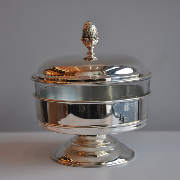 Gümüş Kestane Kapaklı Ayaklı Camlı Sunumluk Küçük Boy