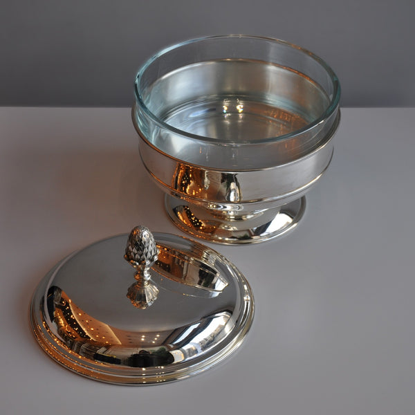 Gümüş Kestane Kapaklı Ayaklı Camlı Sunumluk Küçük Boy