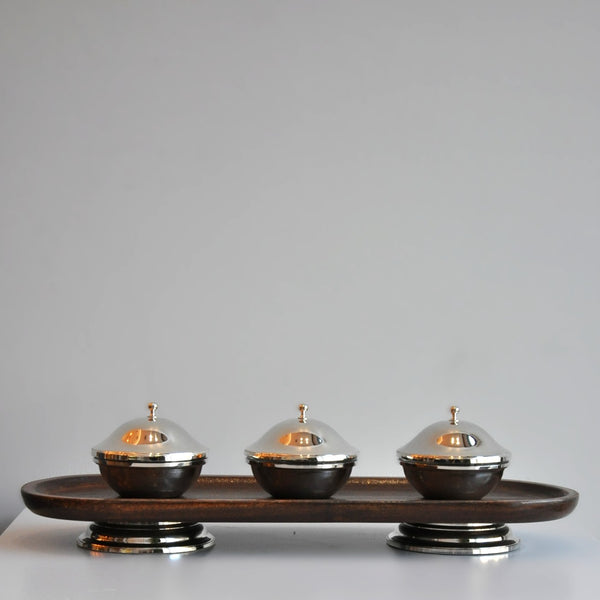 Ahşap Gümüş Ayaklı 3'lü Çerezlik/Mezelik