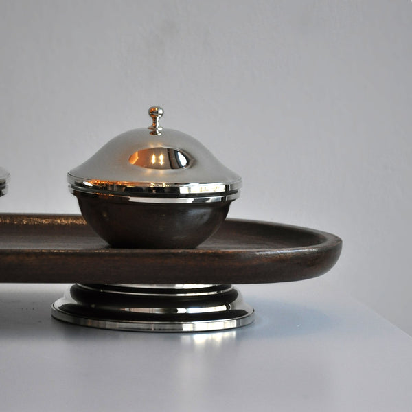 Ahşap Gümüş Ayaklı 3'lü Çerezlik/Mezelik