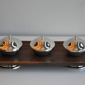 Ahşap Gümüş Ayaklı 3'lü Çerezlik/Mezelik