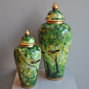 Porselen Kapaklı Vazo Özel Tasarım Küçük Boy
