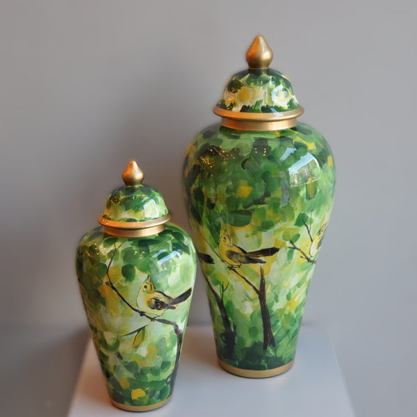 Porselen Kapaklı Vazo Özel Tasarım Büyük Boy