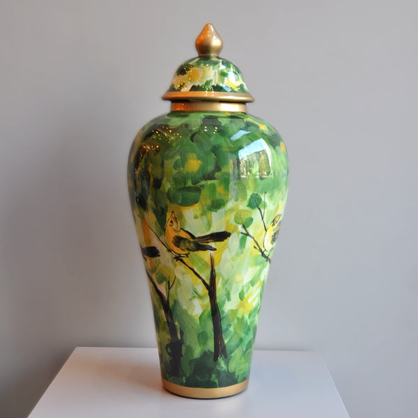 Porselen Kapaklı Vazo Özel Tasarım Büyük Boy