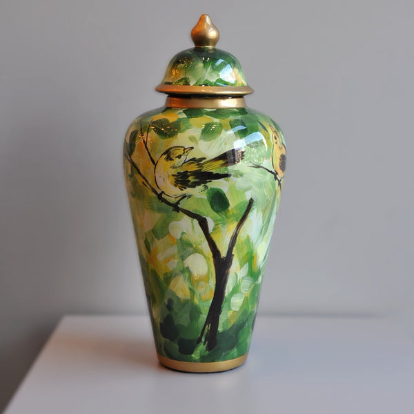 Porselen Kapaklı Vazo Özel Tasarım Küçük Boy