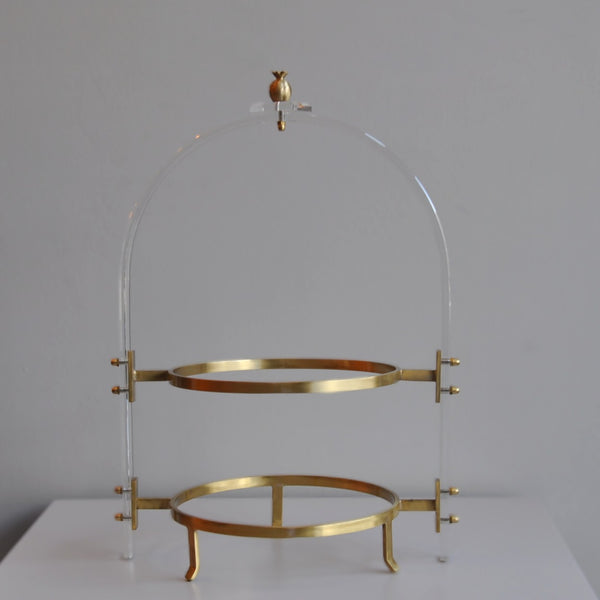 Pirinç Detaylı Pleksi Etajer