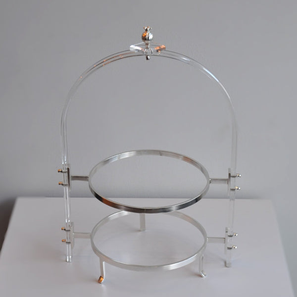 Pirinç Detaylı Pleksi Etajer ( Gümüş Renk )