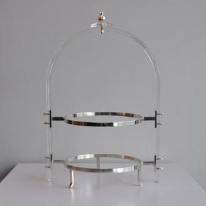 Pirinç Detaylı Pleksi Etajer ( Gümüş Renk )