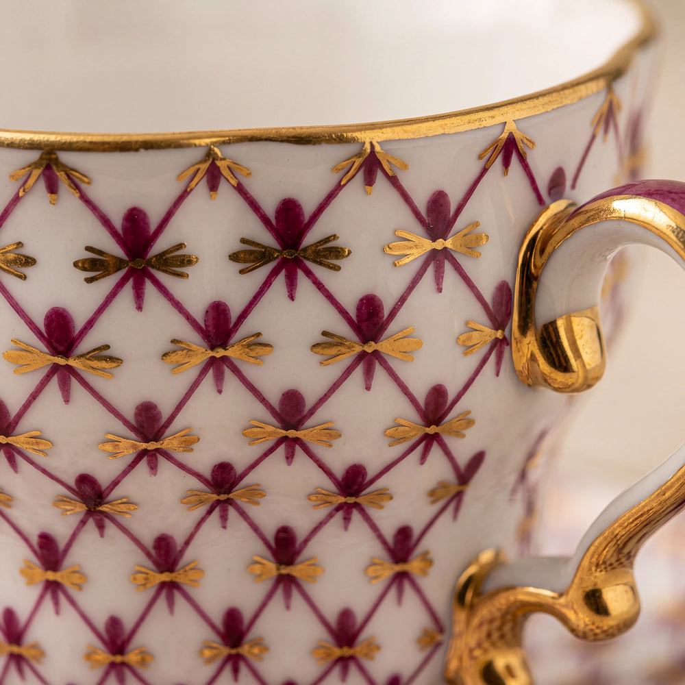 IMPERIAL PORCELAIN - Kapaklı Çay Fincanı ve Tabağı Kırmızı