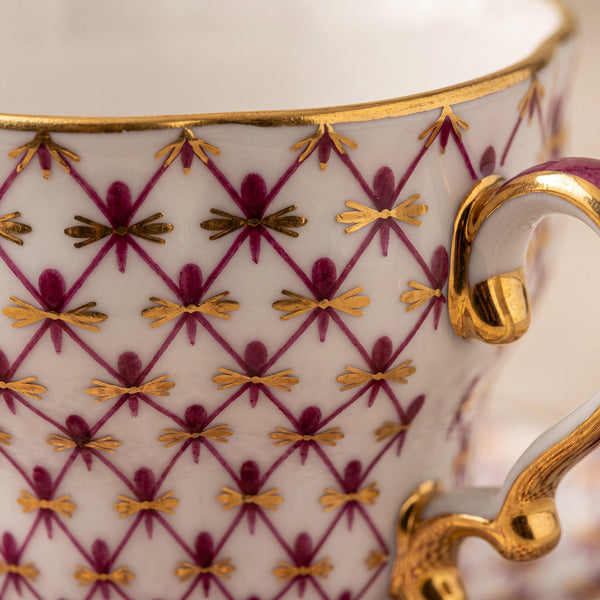 IMPERIAL PORCELAIN - Kapaklı Çay Fincanı ve Tabağı Kırmızı