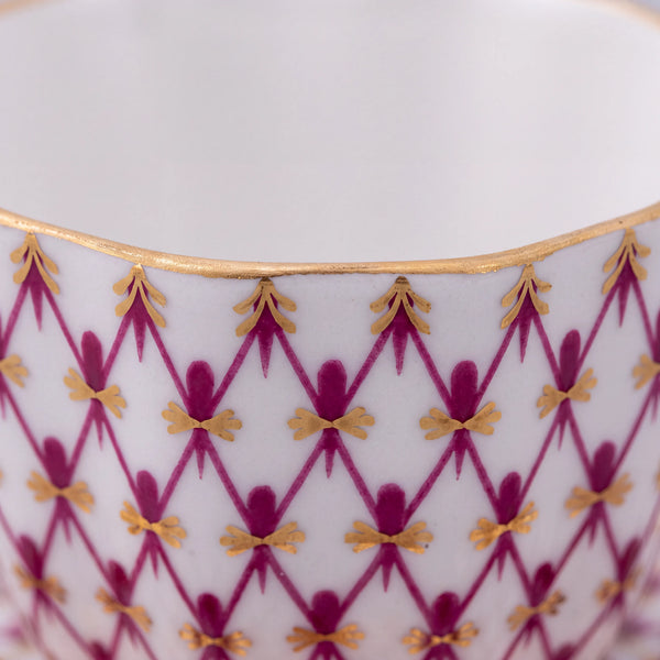 IMPERIAL PORCELAIN - Kırmızı Ağ Desen Kahve Fincanı