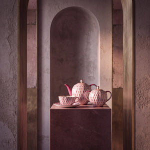 IMPERIAL PORCELAIN - Lale Kırmızı Ağ Çay Takımı 6/20