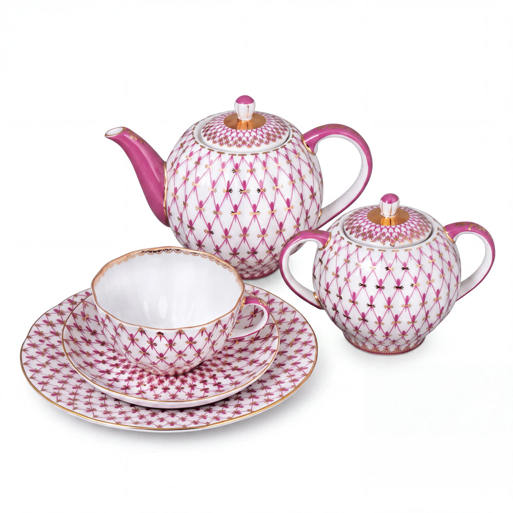 IMPERIAL PORCELAIN - Lale Kırmızı Ağ Çay Takımı 6/20