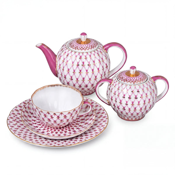 IMPERIAL PORCELAIN - Lale Kırmızı Ağ Çay Takımı 6/20