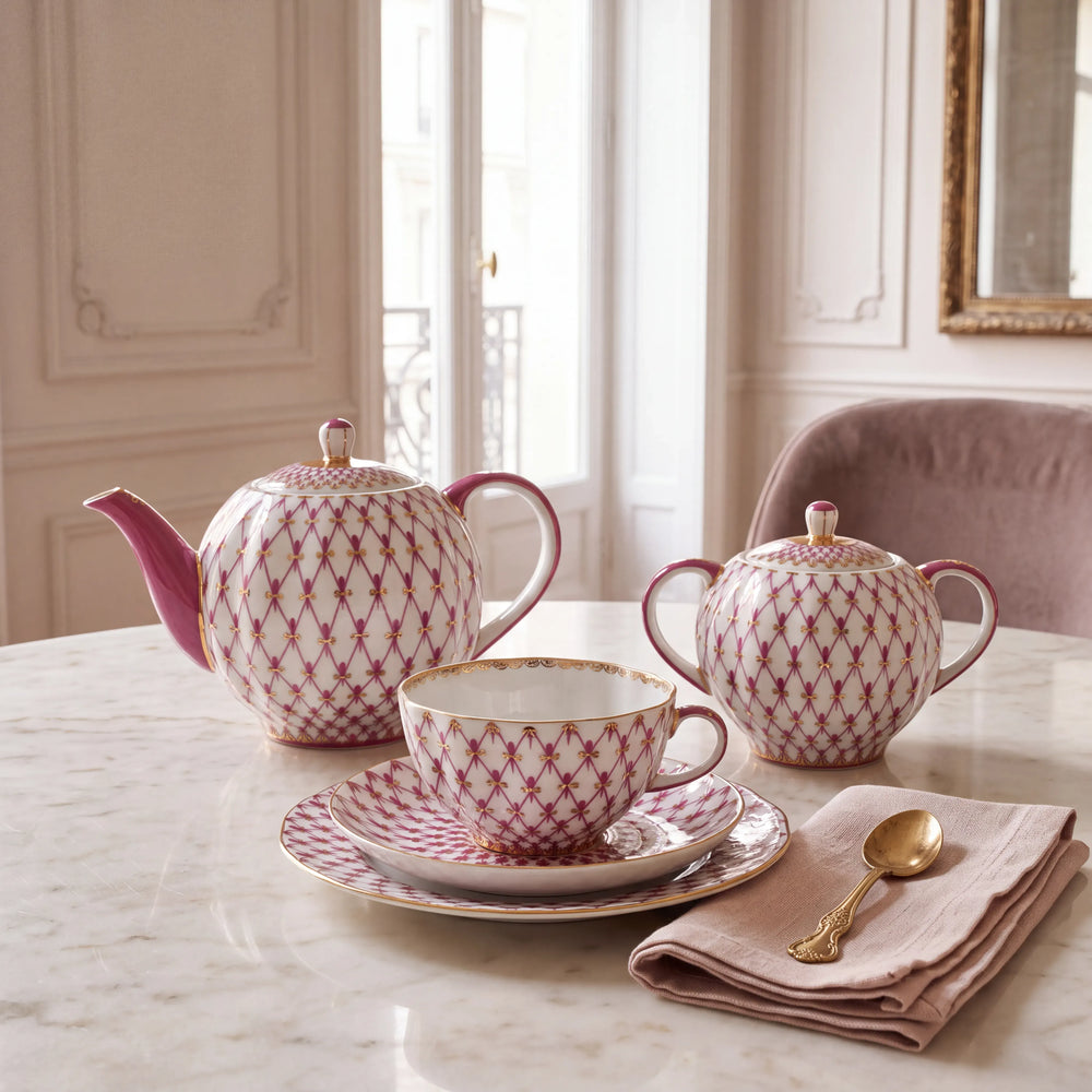 IMPERIAL PORCELAIN - Lale Kırmızı Ağ Çay Takımı 6/20
