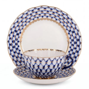 IMPERIAL PORCELAIN - Çay Seti Tulip Cobalt Net Trio