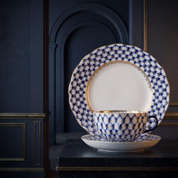 IMPERIAL PORCELAIN - Çay Seti Tulip Cobalt Net Trio