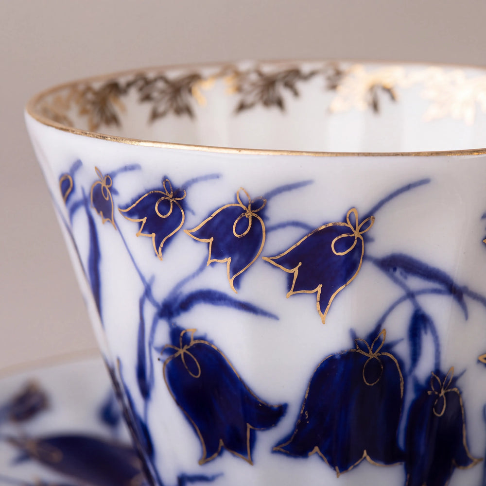 IMPERIAL PORCELAIN - Çay Fincanı Radyal Mavi Çan Çiçekleri