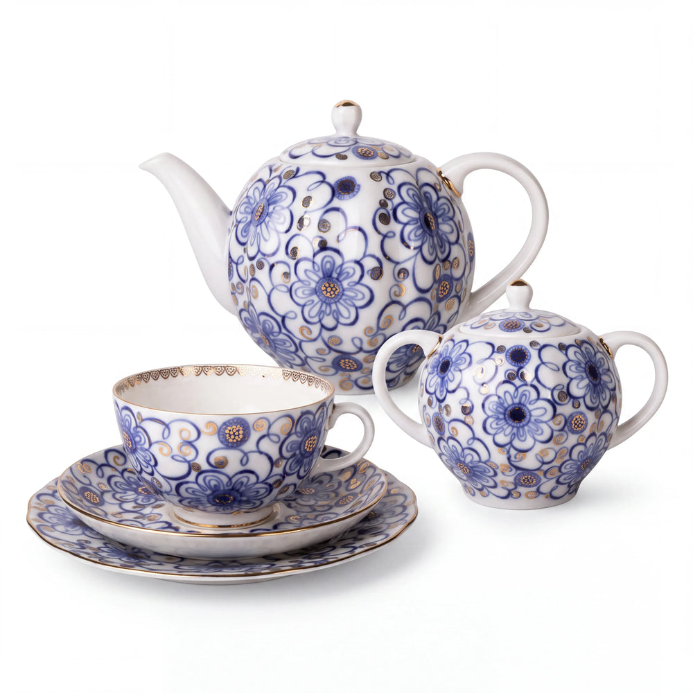 IMPERIAL PORCELAIN - Lale Form Kıvrımlı Dal Çay Seti 6 Kişilik/20 Parça