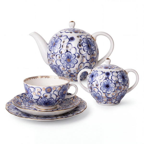 IMPERIAL PORCELAIN - Lale Form Kıvrımlı Dal Çay Seti 6 Kişilik/20 Parça