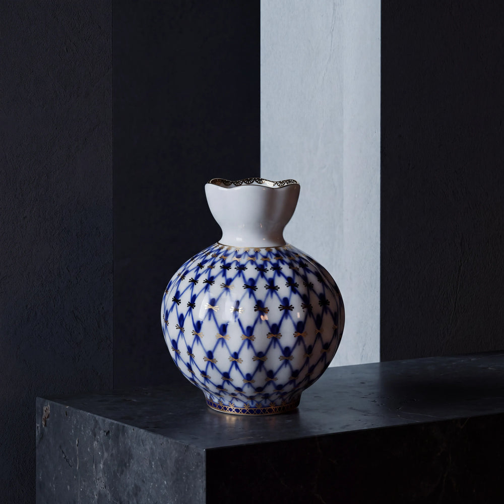 IMPERIAL PORCELAIN - Lale Cobalt  Mini Çiçek Vazosu